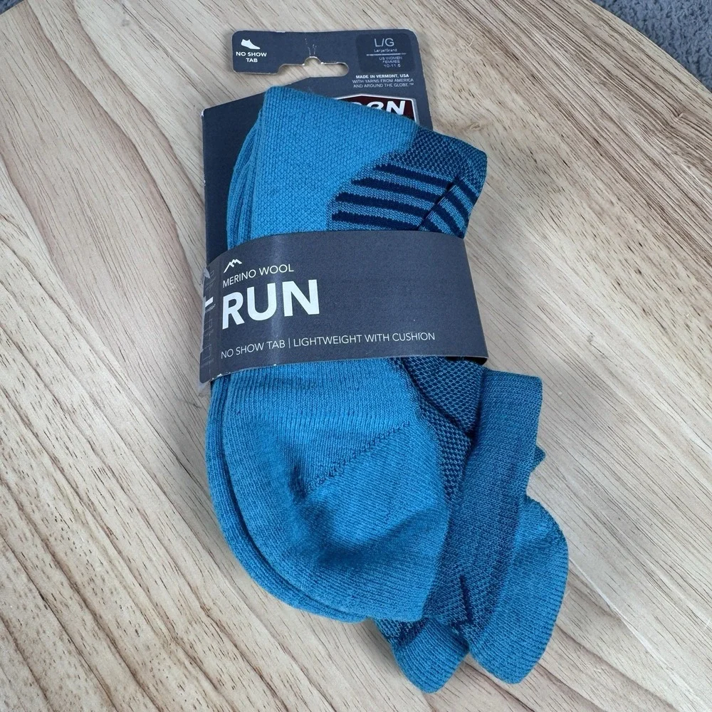 2 DARN TOUGH 1112 CYAN Womens L 10-11.5 Merino Wool No Show Tab Running Socks